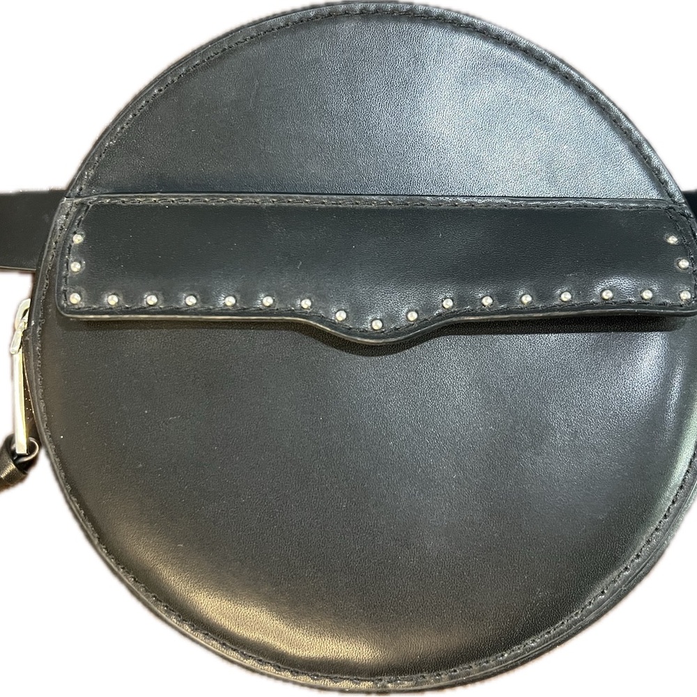 Black Round Crossbody Bag with Stud Accents - Picture 3 of 7